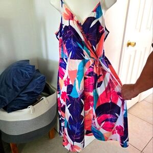 Tropical Leaf Print Dress